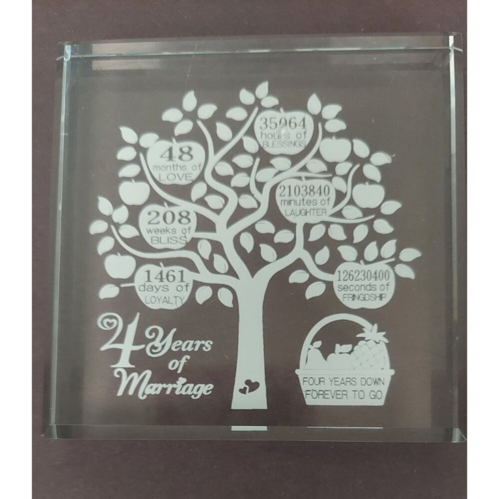4 Years Of Marriage Anniversary Gift Paperweight and Keepsake Tree Kate Posh